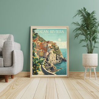 Azurblauwe kusten van Amalfi – Vintage Italiaanse Poster