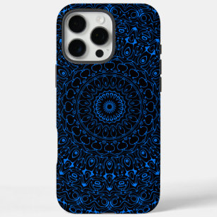 Azurblauwe Mandala met Hypnotische Symmetrie iPhone 16 Pro Max Hoesje