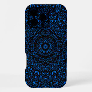 Azurblauwe Mandala met Hypnotische Symmetrie iPhone 16 Pro Max Hoesje