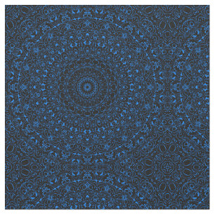 Azurblauwe Mandala met Hypnotische Symmetrie Stof