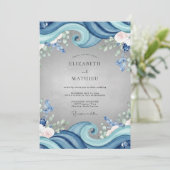 Azurblauwe Oceaangolf Eucalyptus Bruiloft Kaart (Staand voorkant)