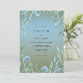 Azurblauwe Olijfbladeren Eucalyptus Bruiloft Kaart (Staand voorkant)