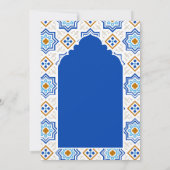 Azurblauwe Perzische Mozaïek Moslim Bruiloft Save The Date (Achterkant)