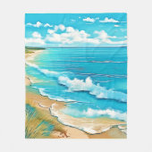 Azurblauwe Strand Rustgevend Design Fleece Deken (Voorkant)