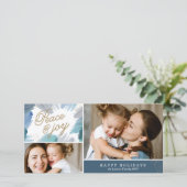 Azurblauwe vakantiefotokaart feestdagenkaart (Staand voorkant)