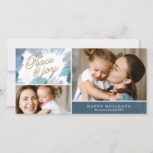 Azurblauwe vakantiefotokaart feestdagenkaart (Voorkant)