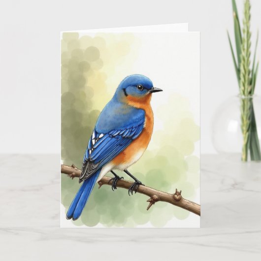 Azurblauwe vogel tak scène kaart (Voorkant)