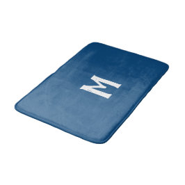 Azurblauwe witte monogram badmat