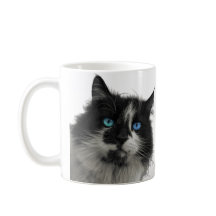 Azurblauwe Ziel Zwarte Kat Blauwe Ogen Koffiemok