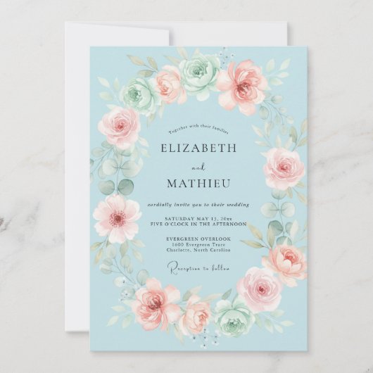 Azurblush Bruidsboeket Kaart (Voorkant)