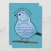 Azure 45th Birthday Schattige Bird Dinner Party Kaart (Voorkant / Achterkant)