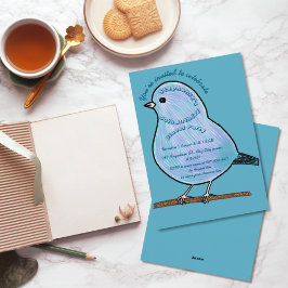 Azure 50th Birthday Cute Bird Dinner Party  Kaart