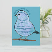 Azure 50th Birthday Cute Bird Dinner Party  Kaart (Staand voorkant)