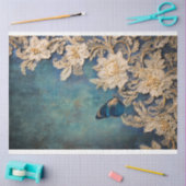 Azure Allure, Butterfly Patina & geborduurde kant Tissuepapier (Craft)