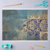 Azure Allure Patchwork Elegance, Blauwe blends Tissuepapier (Craft)