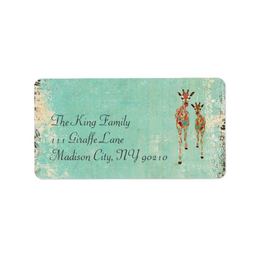 Azure & Amber Giraffe  Adres Label (Voorkant)
