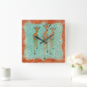 Azure & Amber Giraffe Clock Vierkante Klok (Huis)