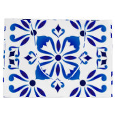 Azure Arabesque Floral Geometry Elegant Coastal Groot Cadeauzakje (Achterkant)