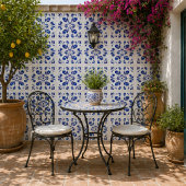 Azure Arabesque Floral Geometry Elegant Coastal Tegeltje