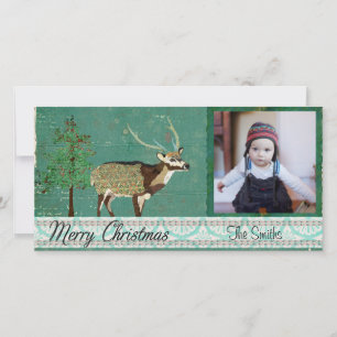 Azure Axis Deer Christmas-fotokaart Feestdagenkaart