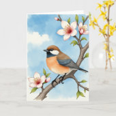 Azure Bird Branch Card Kaart (Gele Bloem)