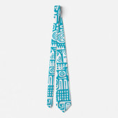Azure blauw-witte doodles van 7 stropdas (Achterkant)