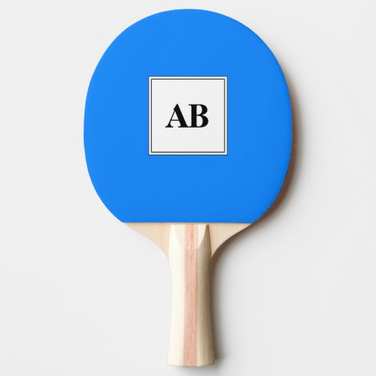 Azure blauwe vaste kleur met monogram tafeltennisbatje (Voorkant)