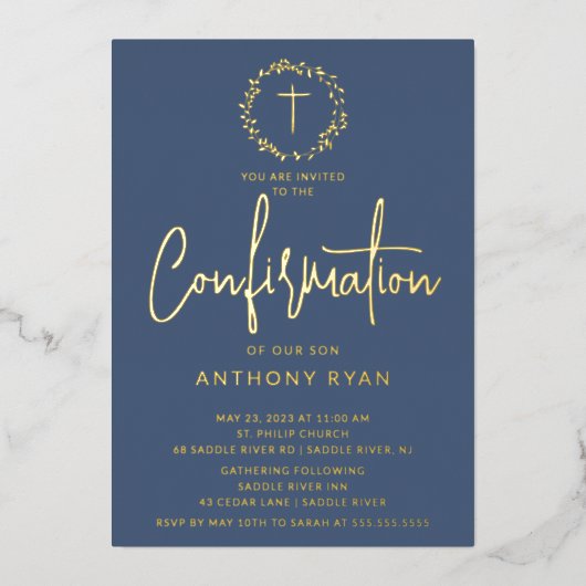 Azure Blessings Boys Bevestiging Uitnodiging (Voorkant)