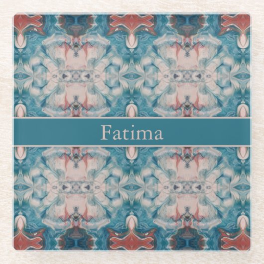 Azure Bloom, aangepast Glazen Onderzetter (Voorkant)