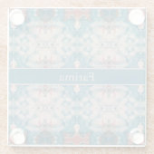 Azure Bloom, aangepast Glazen Onderzetter (Achterkant)