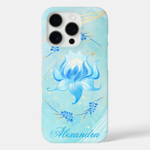Azure Bloom – Blauwgroen en witte lotuskunst iPhone 16 Pro Hoesje