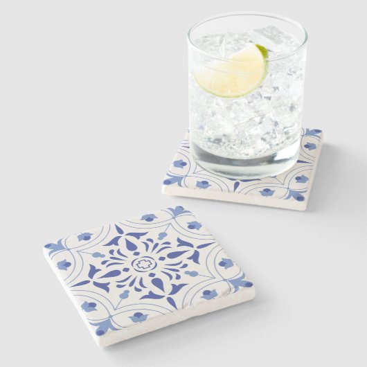 Azure Bloom Cross Stenen Onderzetter (Zijkant)