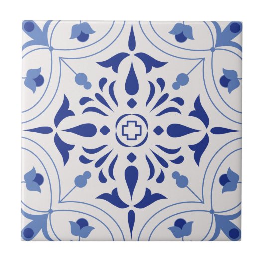 Azure Bloom Cross Tegeltje (Voorkant)