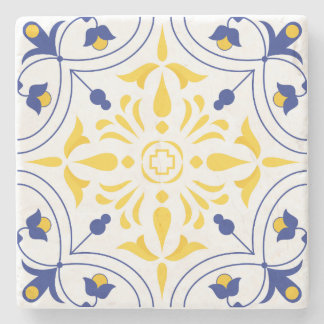 Azure Bloom Cross Yellow Tone Stenen Onderzetter