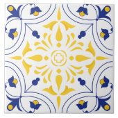 Azure Bloom Cross Yellow Tone Tegeltje (Voorkant)