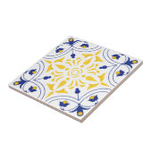 Azure Bloom Cross Yellow Tone Tegeltje (Zijkant)