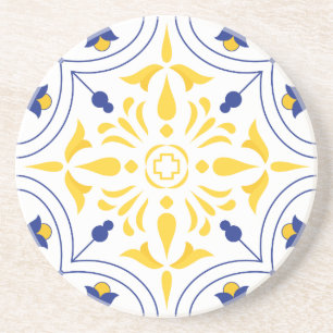 Azure Bloom Cross Yellow Tone Zandsteen Onderzetter