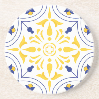 Azure Bloom Cross Yellow Tone Zandsteen Onderzetter