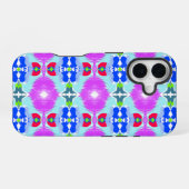 Azure Bloom Kaleidoscoop iPhone 16 Hoesje (Achterkant horizontaal)