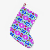 Azure Bloom Kaleidoscoop Kleine Kerstsok (Voorkant (Hangend))