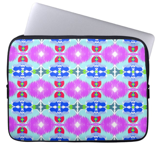 Azure Bloom Kaleidoscoop Laptop Sleeve (Voorkant)