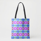 Azure Bloom Kaleidoscoop Tote Bag (Voorkant)