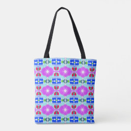 Azure Bloom Kaleidoscoop Tote Bag