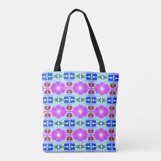 Azure Bloom Kaleidoscoop Tote Bag (Achterkant)
