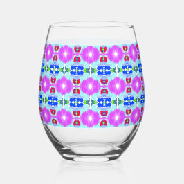 Azure Bloom Kaleidoscoop Wijnglas Zonder Voet