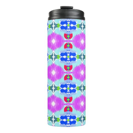 Azure Bloom Kaleidoscope Thermosbeker (Voorkant)