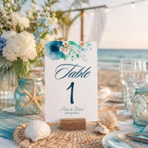 Azure Bloom Trouwtafel Nummerkaarten