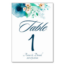 Azure Bloom Trouwtafel Nummerkaarten