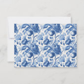 Azure Blooms Bruiloft RSVP Kaartje (Achterkant)