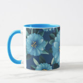Azure Blooms: Levendig Blauw Bloempatroon Mok (Links)